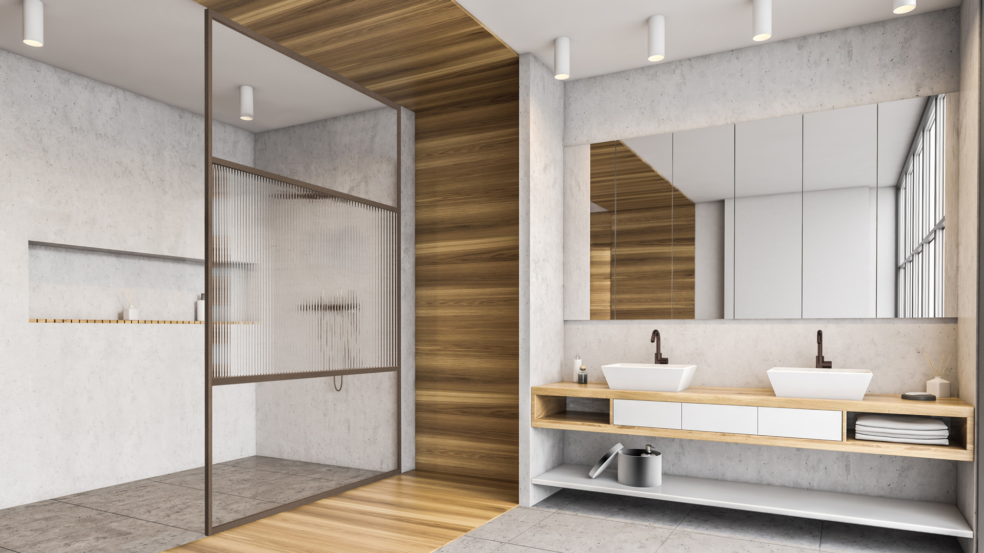 New York panel shower screen with feature bars and reeded glass Burnished Bronze New York shower screen for specification