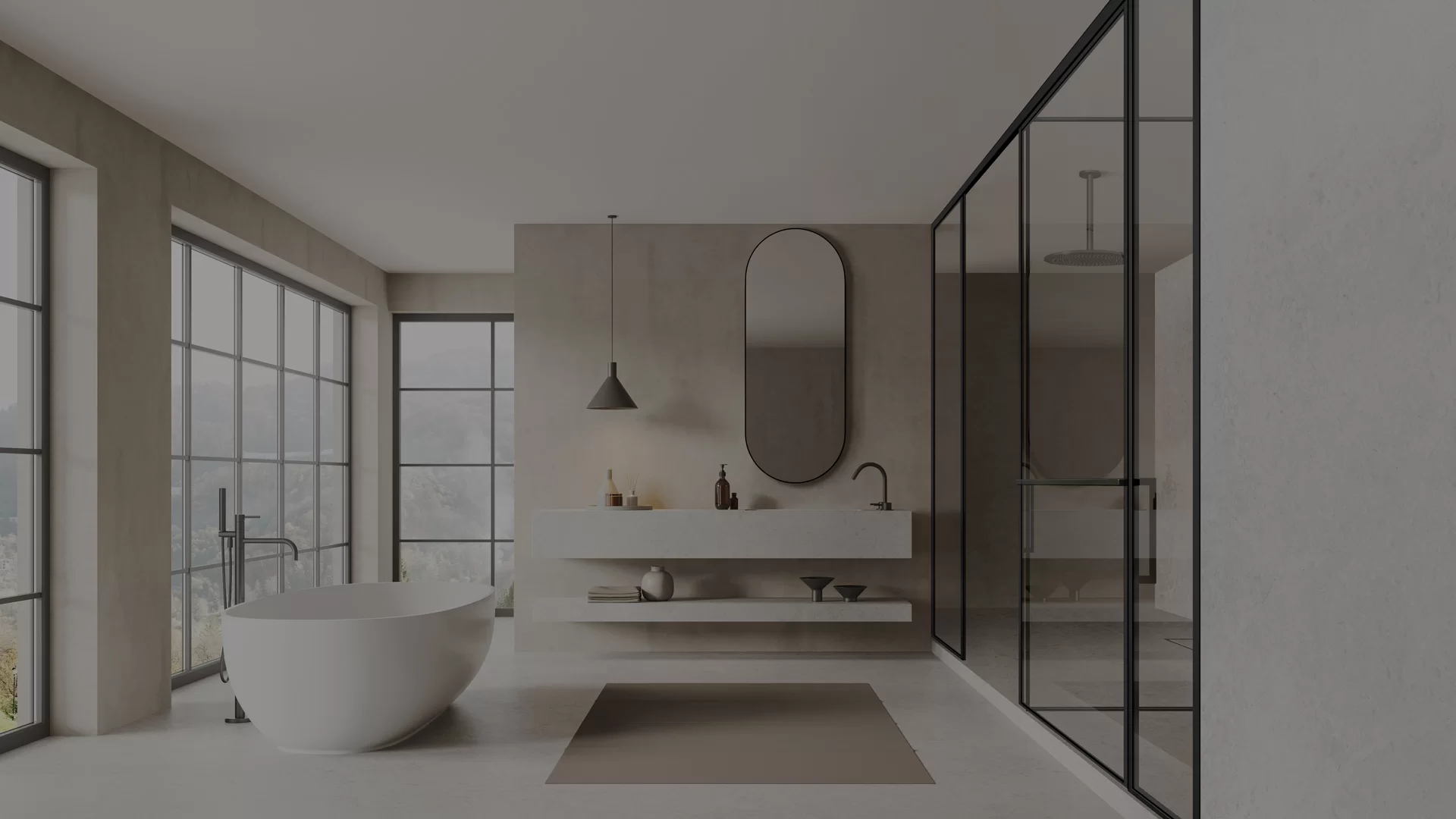 architectural shower screen as room divider